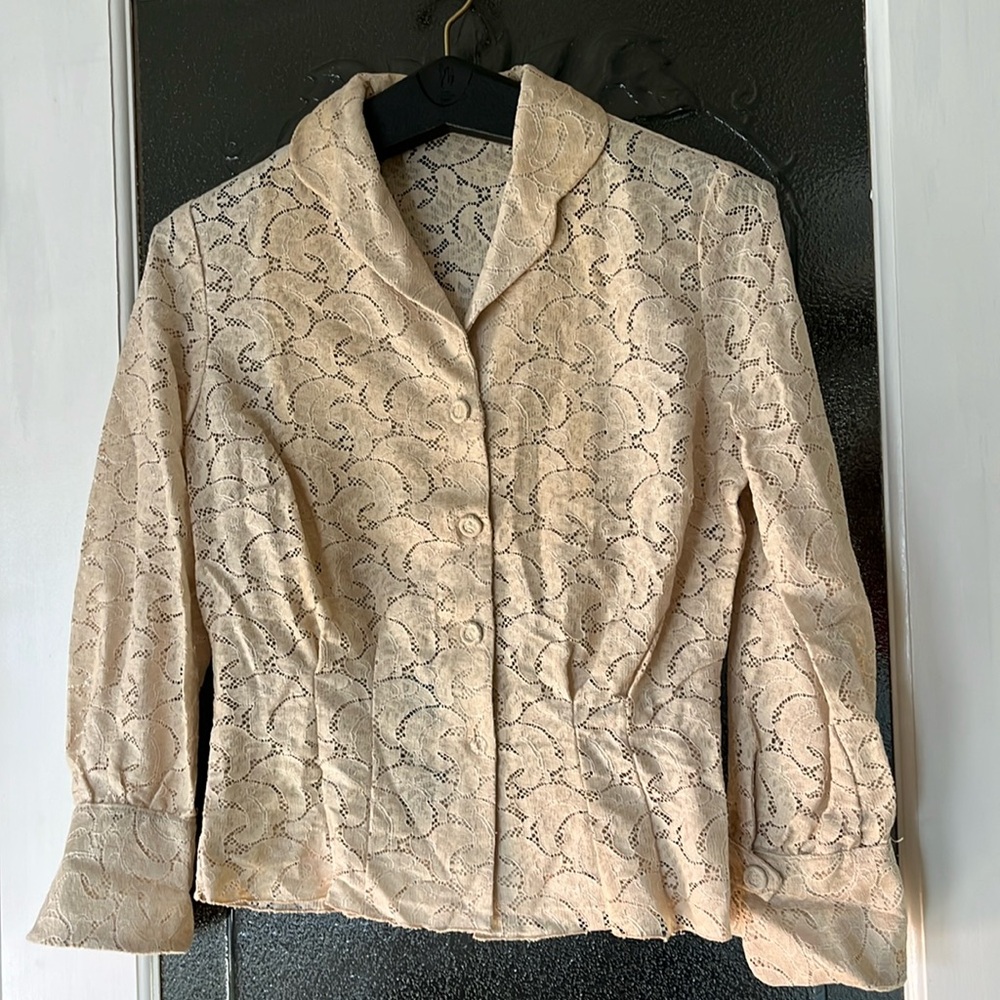 NWT Vintage 1960s Weber Original Cream Lace Blazer Cottage Core Shabby Chic
